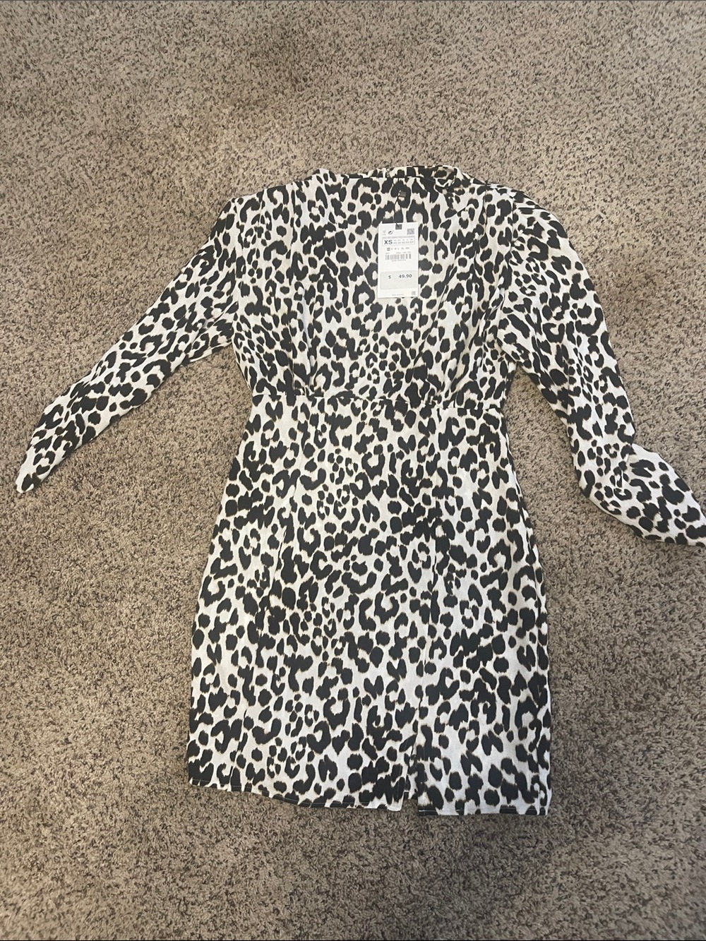 Zara brown and White Leopard Print dress